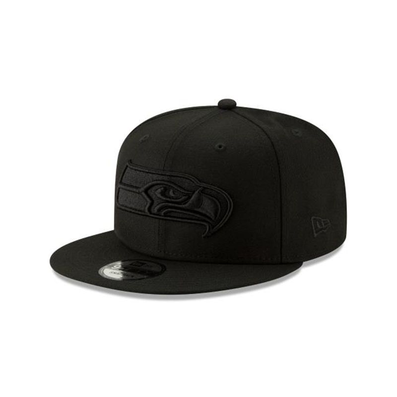 NFL Seattle Seahawks Basic Black On Black 9Fifty Snapback (EJP3164) - Black New Era Caps